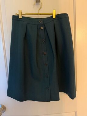 J. Crew Button-Front A-Line Skirt in Deep Teal